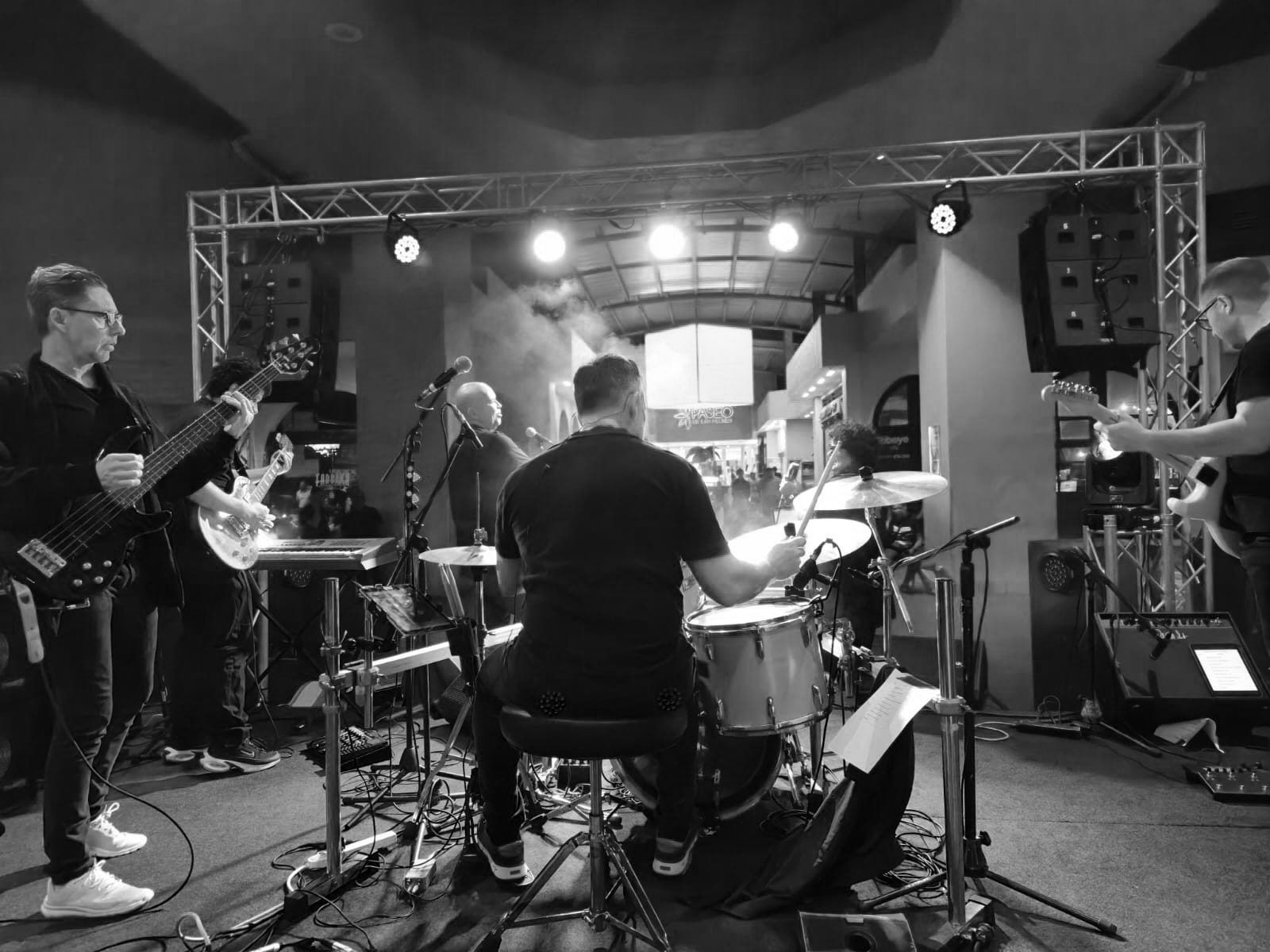 Toma trasera banda en concierto